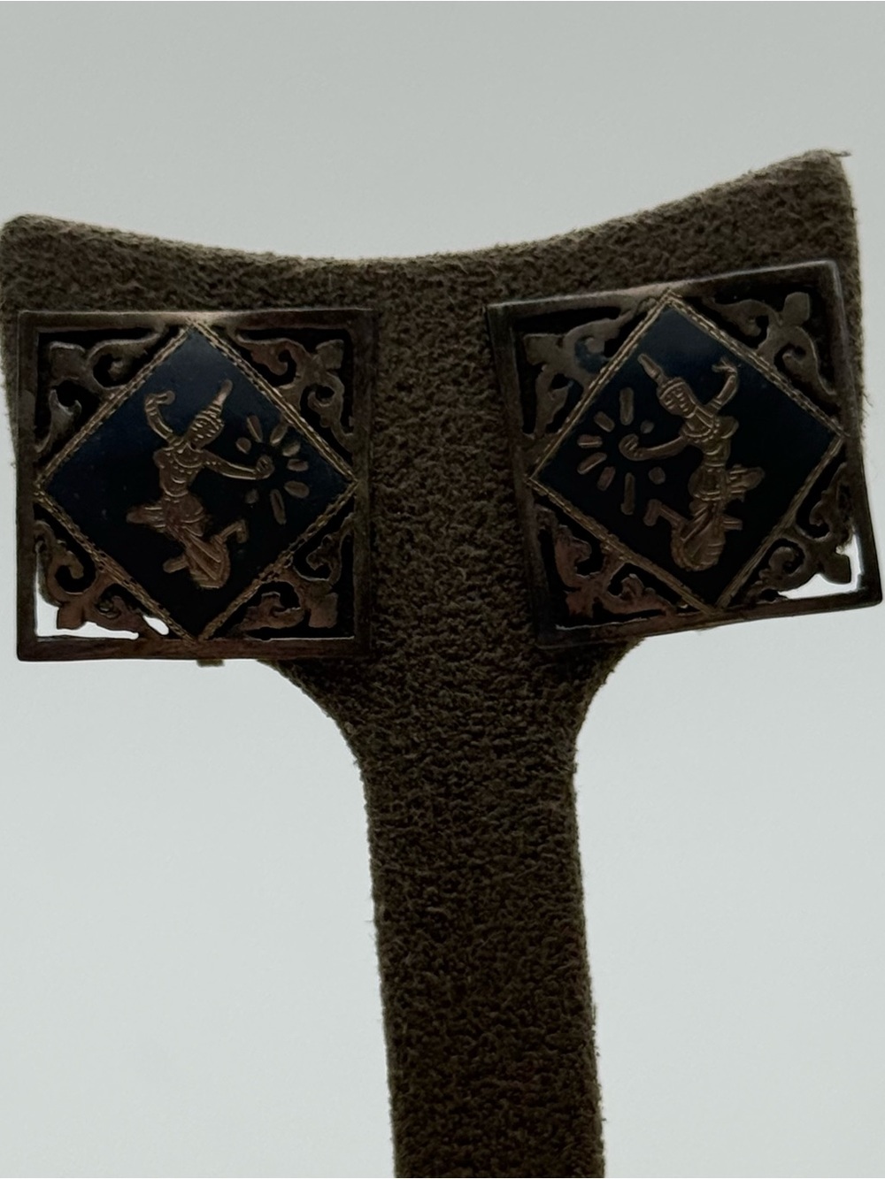 Vintage SIAM screw back square earrings
